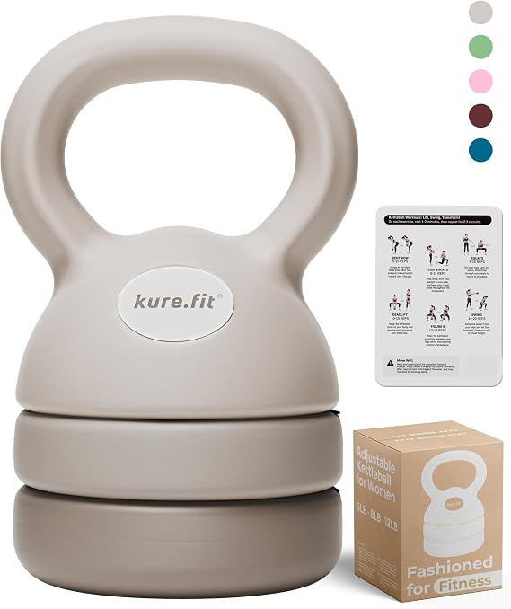 Adjustable Kettlebell for Women | 5LB, 8LB, 12LB | Home Strength Training