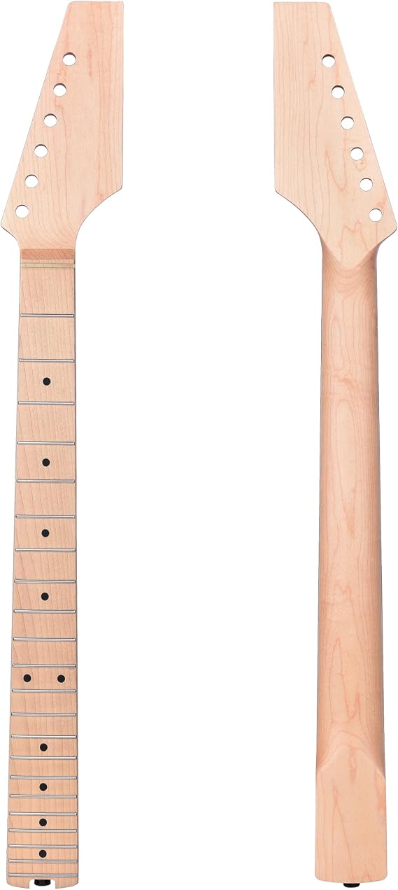 Leo Jaymz Electric Guitar Neck, 12"-16" Compound Radius, Canadian Hard Maple Neck & Fretboard, 22 Stainless Steel Frets (2.4x1.4mm), Oiled Bone Nut 42mm, Matte Finish
