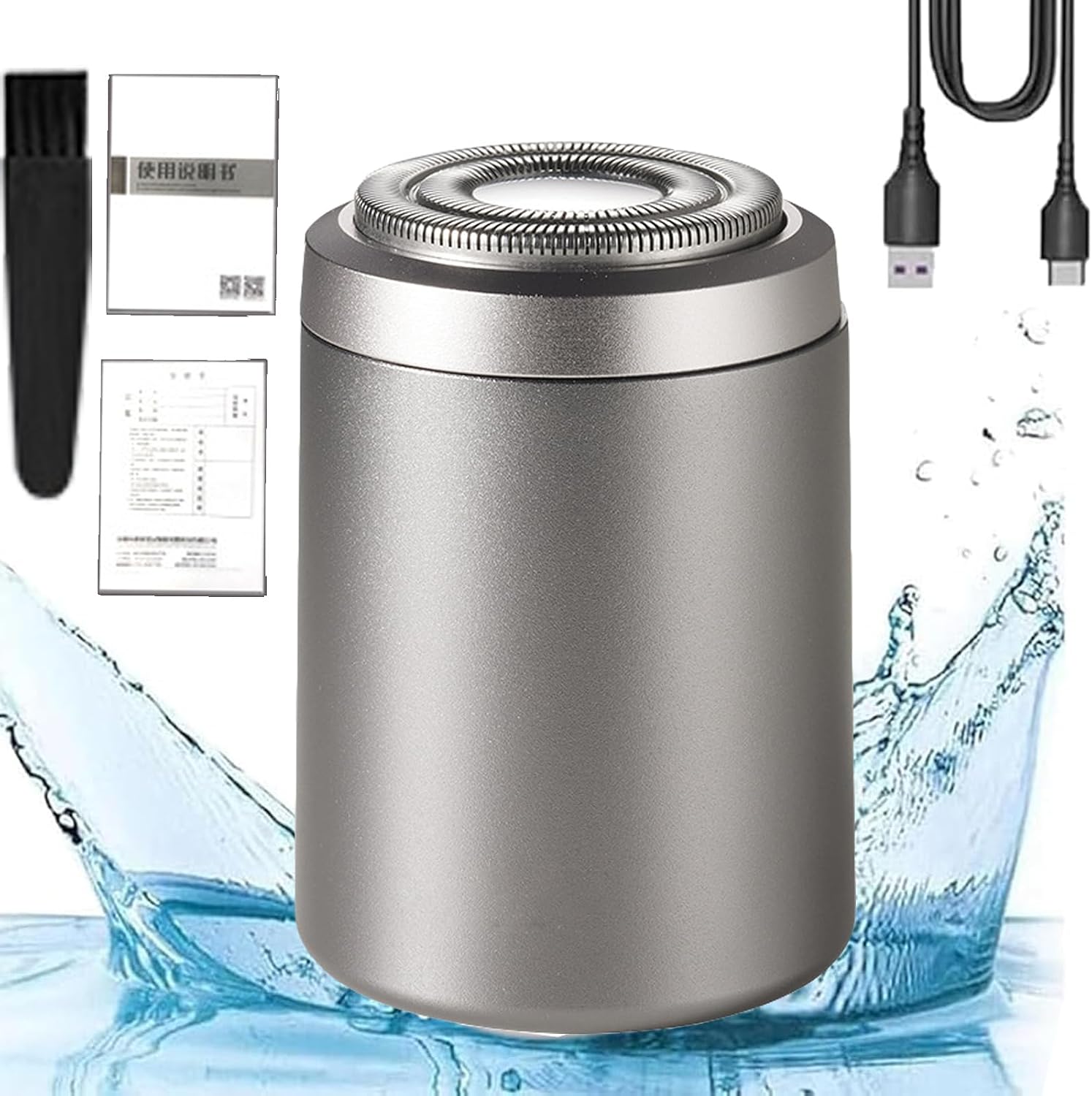 Mini Electric Shaver, Mini Portable Electric Shaver, Electric Razor for Men Pocket Size, USB Rechargeable Waterproof Shaver Electric Beard Trimmer for Car, Travel Silver