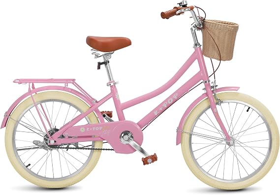 Girls Bike with Basket, 20 inch Kids Retro Cruiser Bike for 7-13 Years Old, Big Kid Bike with Fenders&Rear Seats, Kids' Bicycles for Boys Girls Beginner Level Riders