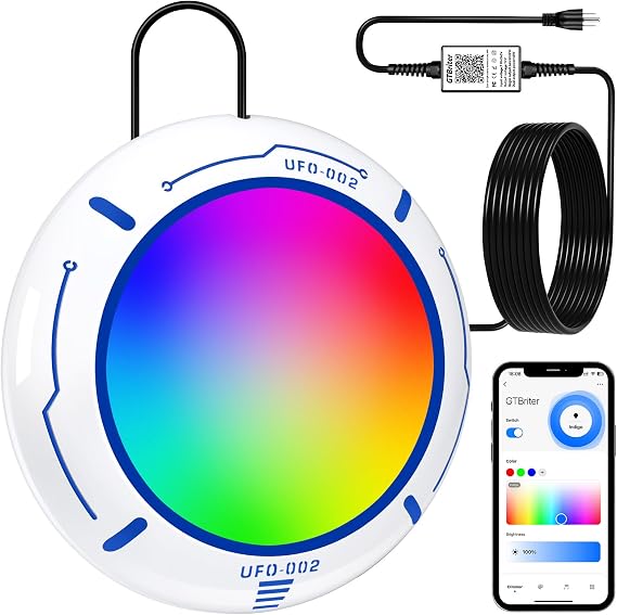 Above Ground Pool Lights with APP Control 20W RGB Dimmable LED Pool Lights with Suction Cups and Built-in Magnets 12V Underwater Pool Light for Above ground Inground Pools IP68 Waterproof 28FT Cord W