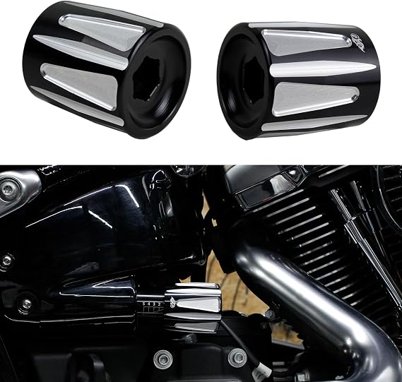 POWER JAMES Black KNOB Shock Absorber Pre-Adjuster Cover Fits for Harley Davidson Fat Boy, Breakout, Deluxe, Sport Glide, Fat Bob (Black)