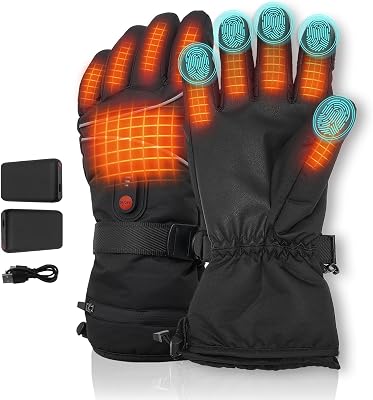 Heated Gloves, Heating Gloves for Men Women Rechargeable Battery Waterproof & Windproof Thermal Touchscreen Winter Gloves for Riding Skiing Skating Hiking L