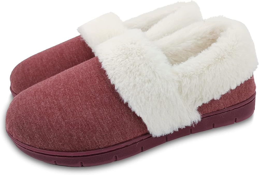 ofoot Womens Winter Warm Clogs Comfortable Cotton House Slippers Mules Memory Foam Insoled Washable Fluffy Indoor Shoes Non Slip Rubber Soles