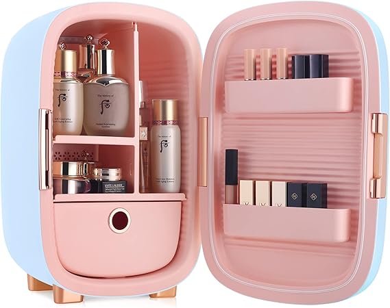 IKER Portable Skincare Fridge, 12 Liter Makeup Fridge for Cosmetic & Facial Skin Care Products - for Women & Teen Girls, Beauty Fridge for Bedroom, Office (Sugar White)