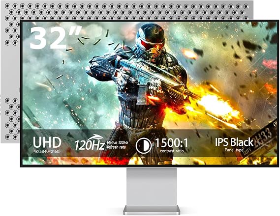 32 Inch 4K Monitor 120Hz |IPS Black UHD 3840x2160 Computer Monitor | 400nit Brightness | 96% DCI-P3 | 1500:1 Contrast Ratio | HDMI 2.1 & DP1.4 for Designer, Game Player, Video Editing, and Gaming