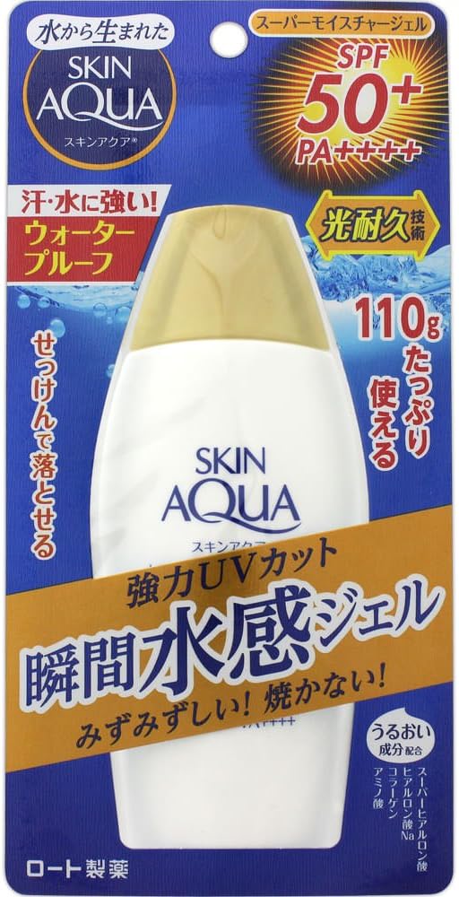 Skin Aqua Sunscreen, Super Moisture Gel, Formulated with 4 Types of Moisturizing Ingredients, Uses Light Endurance Technology SPF50+ PA++++, 3.9 oz 110 g, Super Waterproof