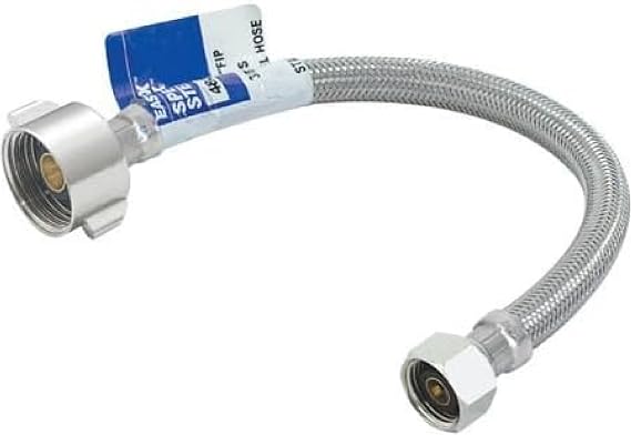 Eastman 16 Inch Flexible Toilet Connector, 7/8 Inch Ballcock x 1/2 Inch FIP, Stainless Steel Braided Supply Line, 48085