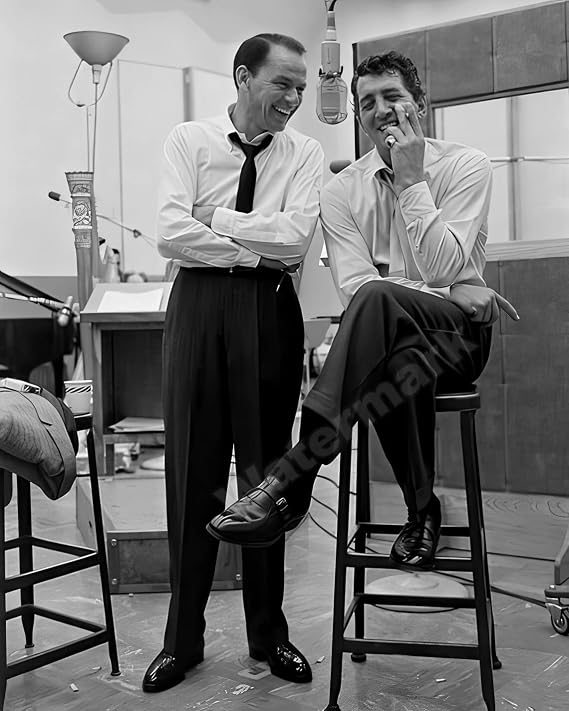 Frank Sinatra, Dean Martin studio photo c.1958 - black & white Photo REPRINT RP - Photo Art Print by PHOTOOH! (30 X 40 PHOTO PRINT)
