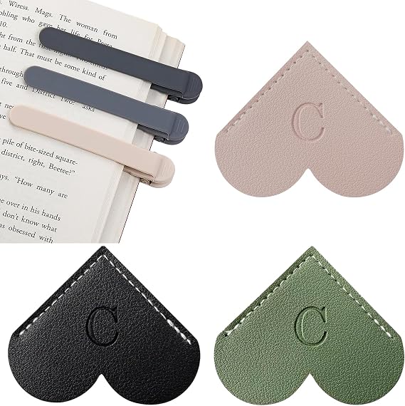 Automatic Bookmark, Silicone Smart Book Marks for Reading Women, Men, Kids,Cute Unique Personalized Leather Heart Bookmark, Reading Accessories Gifts for Book Lovers