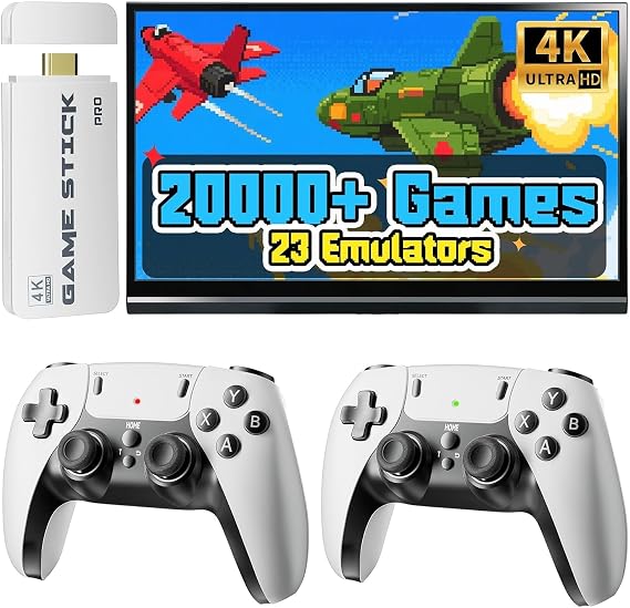Retro Console Game Stick Retrolink 20300+ Games with 2 Wireless Controllers Retro Console Plug & Play Game Stick TV HDMI Gift for Adults and Families (GB)