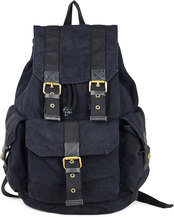GOOTIUM 21101GRY-S Specially High Density Thick Canvas Backpack Rucksack, Black Small Size