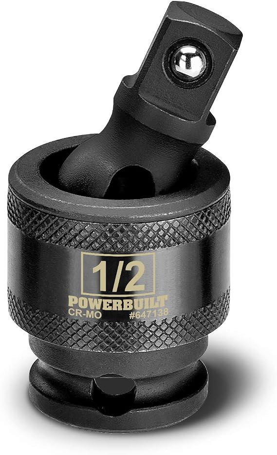 Powerbuilt 1/2-Inch Drive Impact Universal Joint Socket, Swivel Socket Adapter, Impact Grade Chrome-Moly Made - 647138