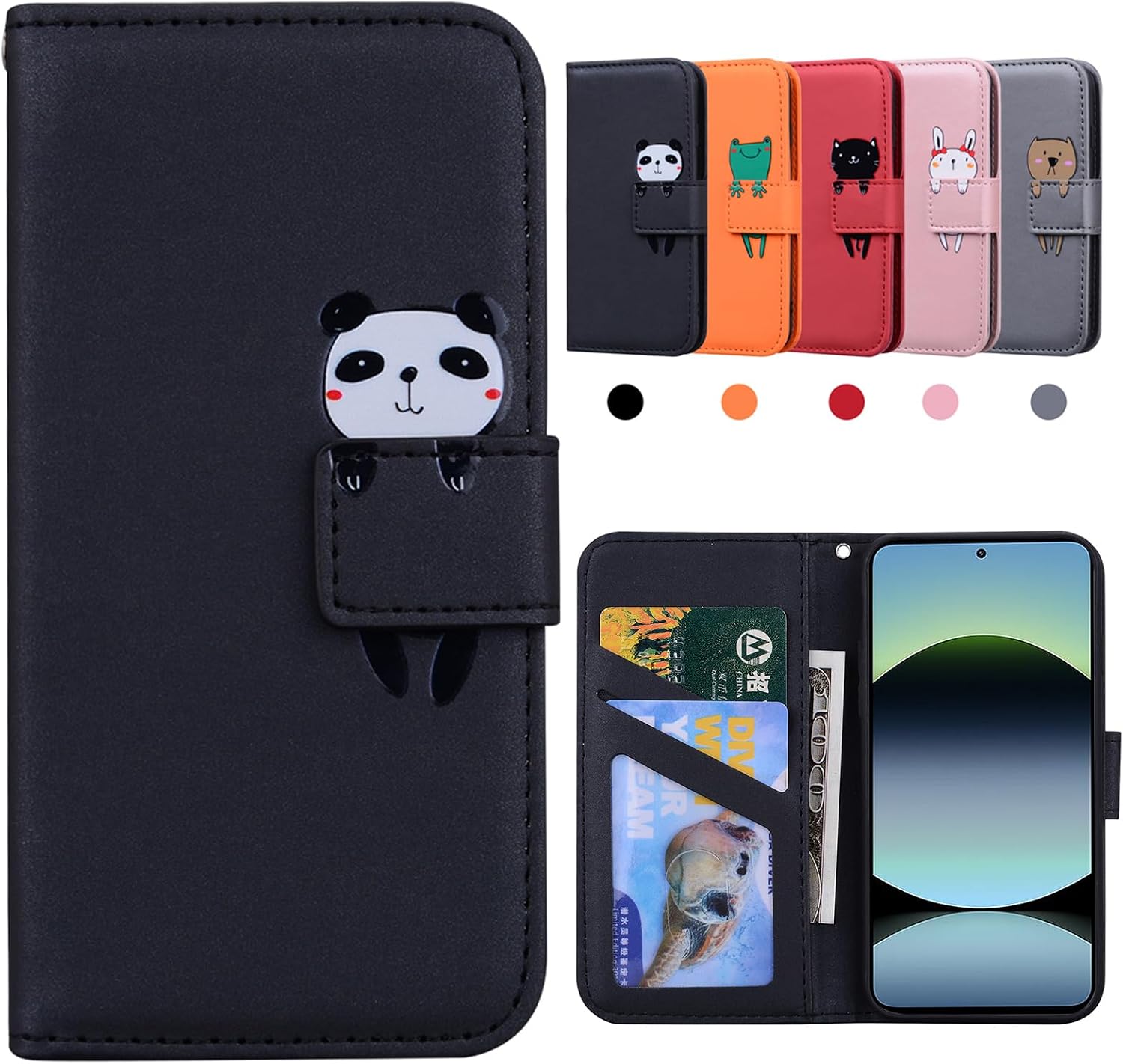 Compatible Xiaomi Redmi Note 14 4G Case Notebook Type Cute Redme Note 14 4g Notebook Type Case Card Storage Wallet with Card Hole Stand Function Redmi Note 14 Smartphone Case Red Note 14 4g