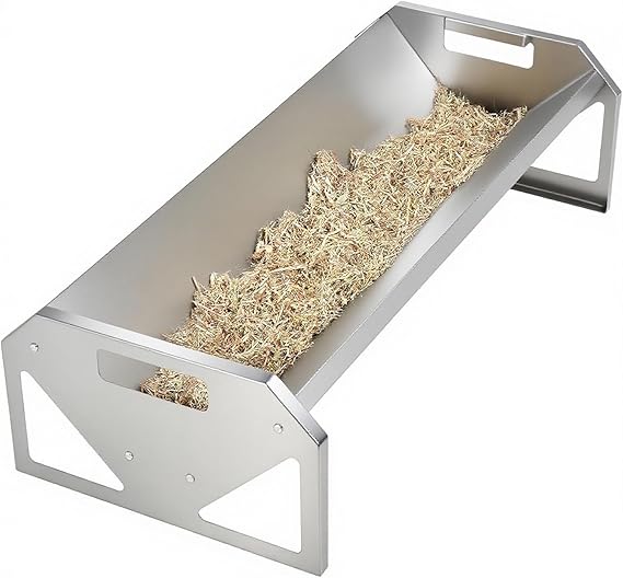 ECOTRIC Livestock Feeder, 45" Length for 10Sheeps Once, 22 Gallon Feeder Trough for Horse, Goat, Sheep, Cattle, Cow, Alpaca Steel Powder Coated Silvery