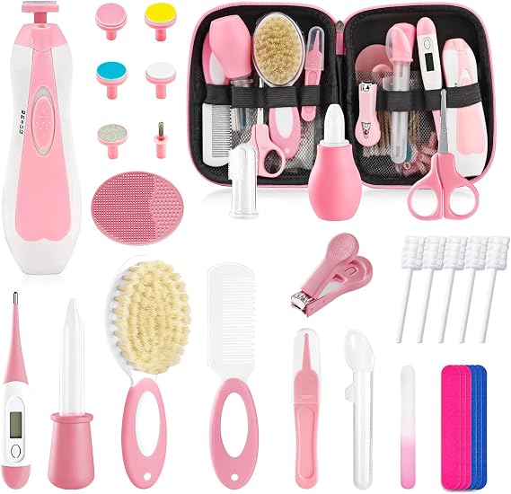 Baby Healthcare and Grooming Kit for Newborn Kids, 31PCS Upgraded Safety Baby Care Kit, Newborn Nursery Health Care Set, Baby Care Products (Pink(31PCS)