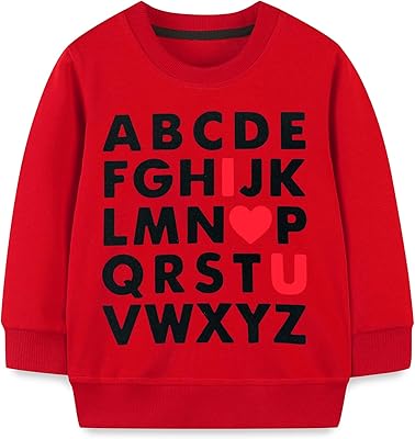 Mrocioa ABC I LOVE U Sweatshirt Toddler Boys Girls Shirt Kids Valentines Festival Outfit Long Sleeve VDAY Tops