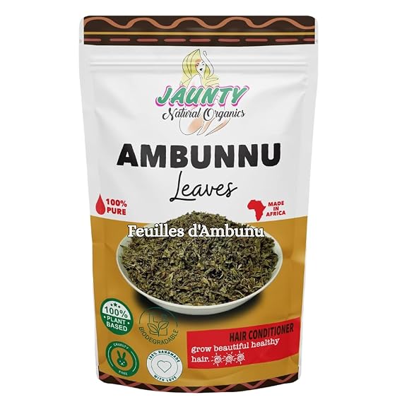 Jaunty Organics Pure Organic Ambunu Leaves | Herbal Hair Growth and Repair Shampoo, Conditioner & Detangler | Promotes Longer, Thicker and Stronger Hair | 50g Packs, 1.8 Ounce (Pack of 1)