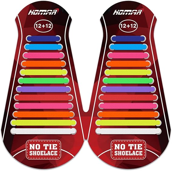 HOMAR No Tie Shoelaces for Kids Adults Stretch Elastic Tieless No Tie Shoe Laces
