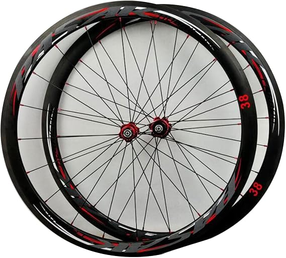 700C Carbon Fiber Off Road Bike Road Wheels,V Brake C Brake Front 2 Rear 4 Bearings Quick Release 7/8/9/10/11/12 Speed 1480g Wheelset