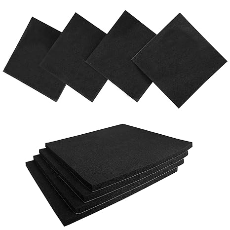 8 Pcs Black Adhesive Foam Pads Closed Cell Foam Sheets 1/8" Thick X 6" X 6"
