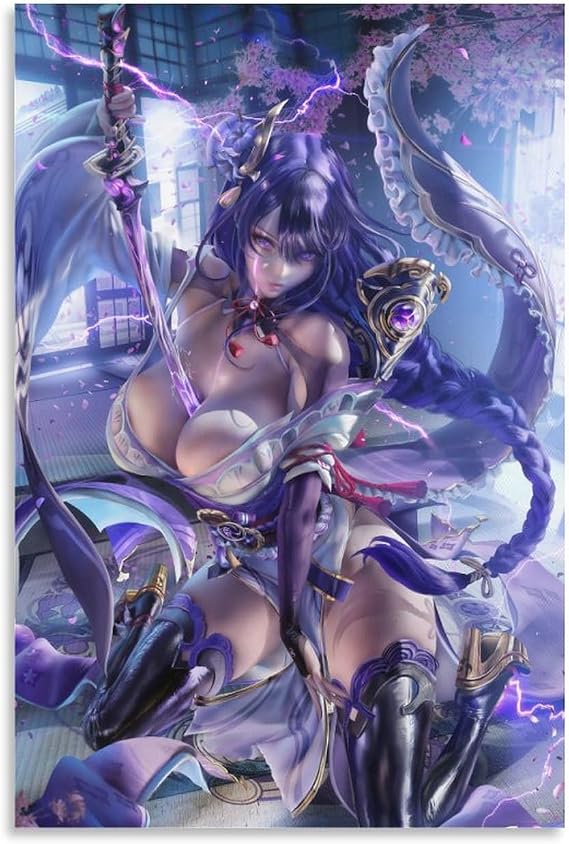 Raiden Shogun Anime Posters Beelzebul Sexy Girls Game Aesthetic Art Posters Canvas Wall Art Prints for Wall Decor Room Decor Bedroom Decor Gifts 12x18inch(30x45cm) Unframe-style-2-1
