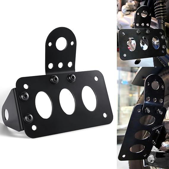 Motorcycle License Plate Bracket, Side License Plate Mount and Holder, Fits for Harley, Fits for Yamaha, Fits for Honda, Fits Most Bikes and Motorcycles