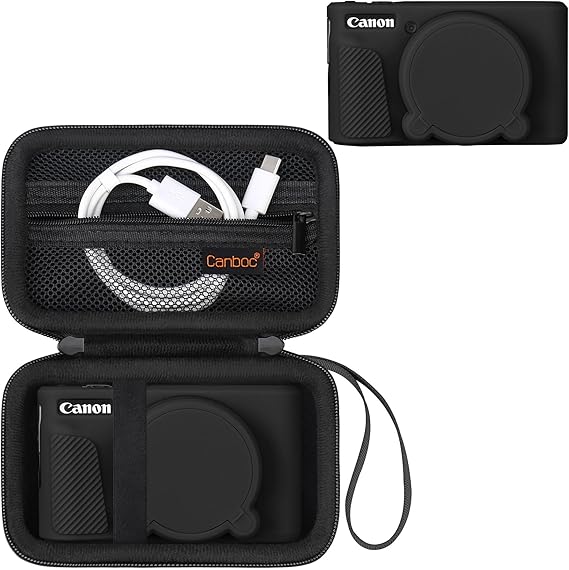 Canboc 2 in 1 Case for Canon PowerShot SX740 SX730 HS Digital Camera,Black