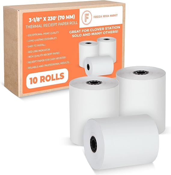Point of Sale Thermal Paper, 3 1/8" X 230', 10 Rolls