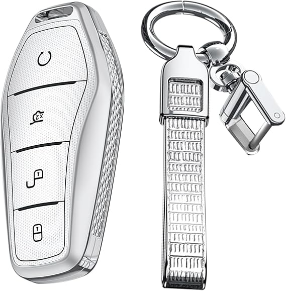 Car Key Fob Cover Keychain Compatible with BYD Han Ev/Tang Dm/Qin Plus/Song Pro/MAX Car Key Case Cover Protector Key Cover,Smart Remote Keyless Key
