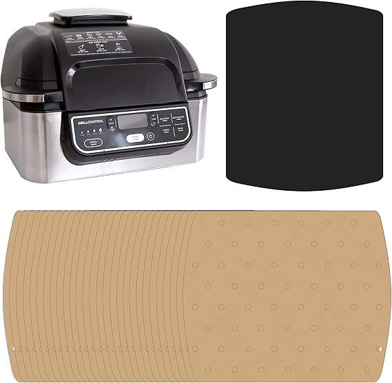Air Fryer Unbleached Parchment Paper For Ninja Foodi Grill 5-in-1 AG301, 4qt Ninja Foodi Accessories, AirFryer Accessories, 100pcs Air Fryer Liners, Heat Resistant Mat Cookware by INFRAOVENS