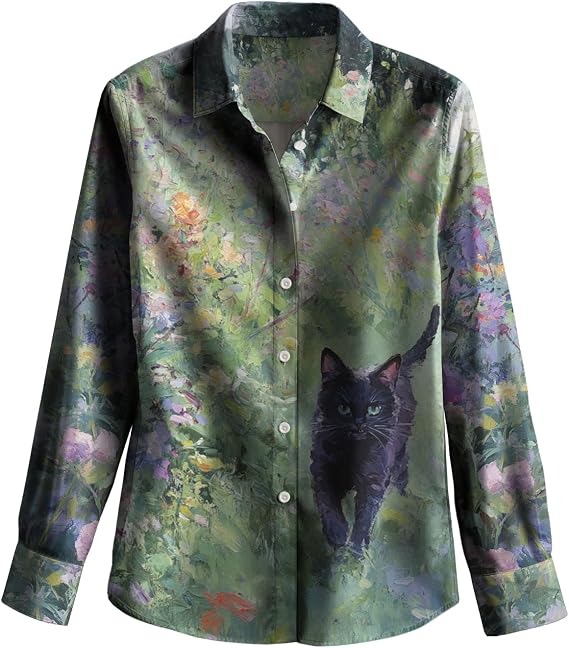 domirica Elegant Button Up Shirts for Women Lightweight Boho Long Sleeve Button Shirts for Women Spring Fall Casual Wear