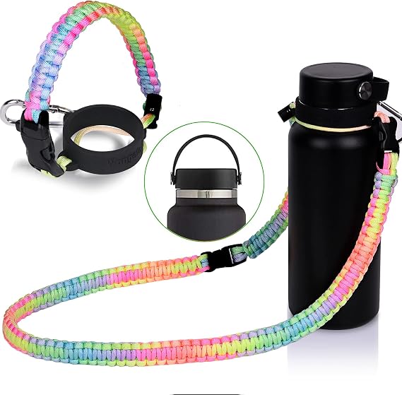 Wongeto 2.0 Paracord Handle with Shoulder Strap Compatible with Hydro Flask 2.0 Wide Mouth Water Bottle Strap