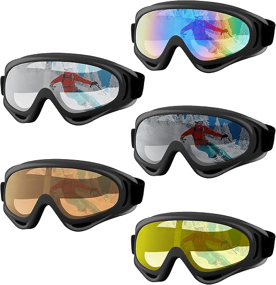 5 Pack Ski Goggles, Snowboard Snow Goggles for Men Women Kids Adult Youth, UV Protection Anti-fog Motorcycle Goggles