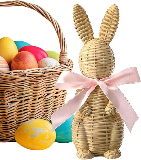 Bunny Figurines | Handcrafted Bunny Statue Figurine | Easter Home Kitchen Statue,for Mantel, Home, Desktop, Tabletop, Indoor, Garden, Holiday, Car