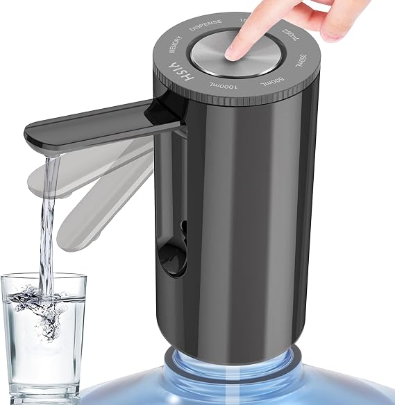 YISH Water Dispenser Pump for 5 Gallon Bottle | Automatic Portable Electric USB-C Water Jug Dispenser, for Camping Home Office Use