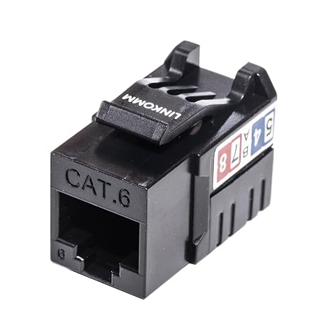 10-Pack RJ45 Cat6 Slim Profile UTP Unshielded Keystone Jack (Black)