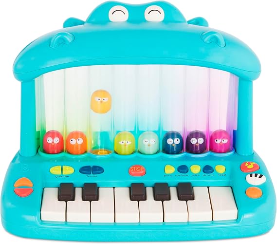 B. toys Hippo Pop Musical Toy Keyboard Play Piano Songs, Sounds & Lights Musical Instrument for Toddlers, Kids 12+ Months