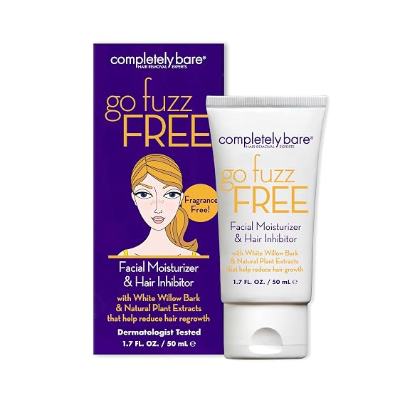 Completely Bare go fuzz FREE | Facial Moisturizer & Hair Inhibitor | Vitamin E | Hair Minimizers | Fragrance Free | 1.7 FL OZ