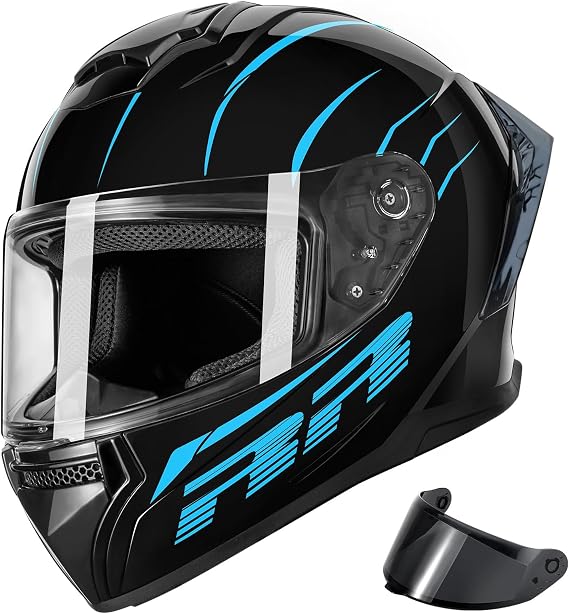 Motorcycle Helmets Full Face for Adults Motorcycle Helmet Men & Women - DOT Approved with 2 Removable Visors (1 Clear + 1 Tinted), Suitable for Powersports, Bike & Motocross Rides