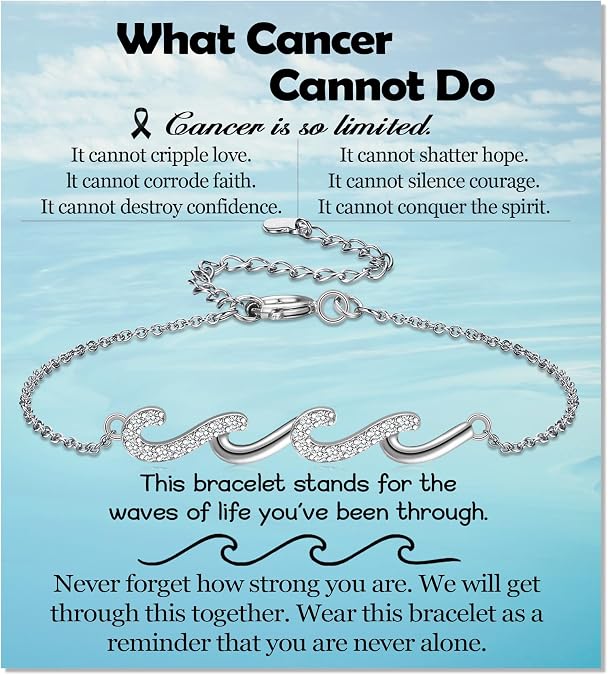 EPIRORA Inspirational Gifts for Women- Silver Wave of Life Encouragement Bracelet Jewelry Presents, Cancer Care Get Well Soon Gifts for Friends Mom Daughter Sister