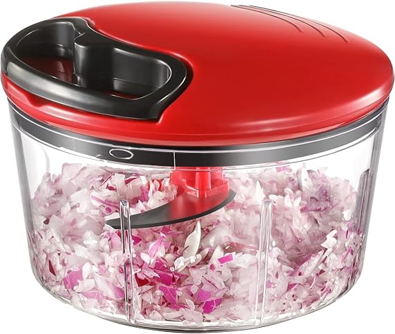 GDL Manual Food Chopper, Hand Pull String Onion Chopper Cutter, Dishwasher Safe Vegetable Chopper Food Mincer, No BPA Food Grade Material, 2.5 Cups 0.6L