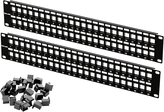 Iwillink Blank Keystone Patch Panel 48 Port, 2U 19 Network Patch Panel for Keystone Jacks, Dust-Proof Design, 2-Pack