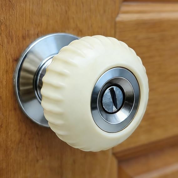 Doorstop Knob Stopper Covers Door Handle Grip Wall Protector, 2 Pack Soft Rubber Door Knob Non-Slip Cushion Grips(White)