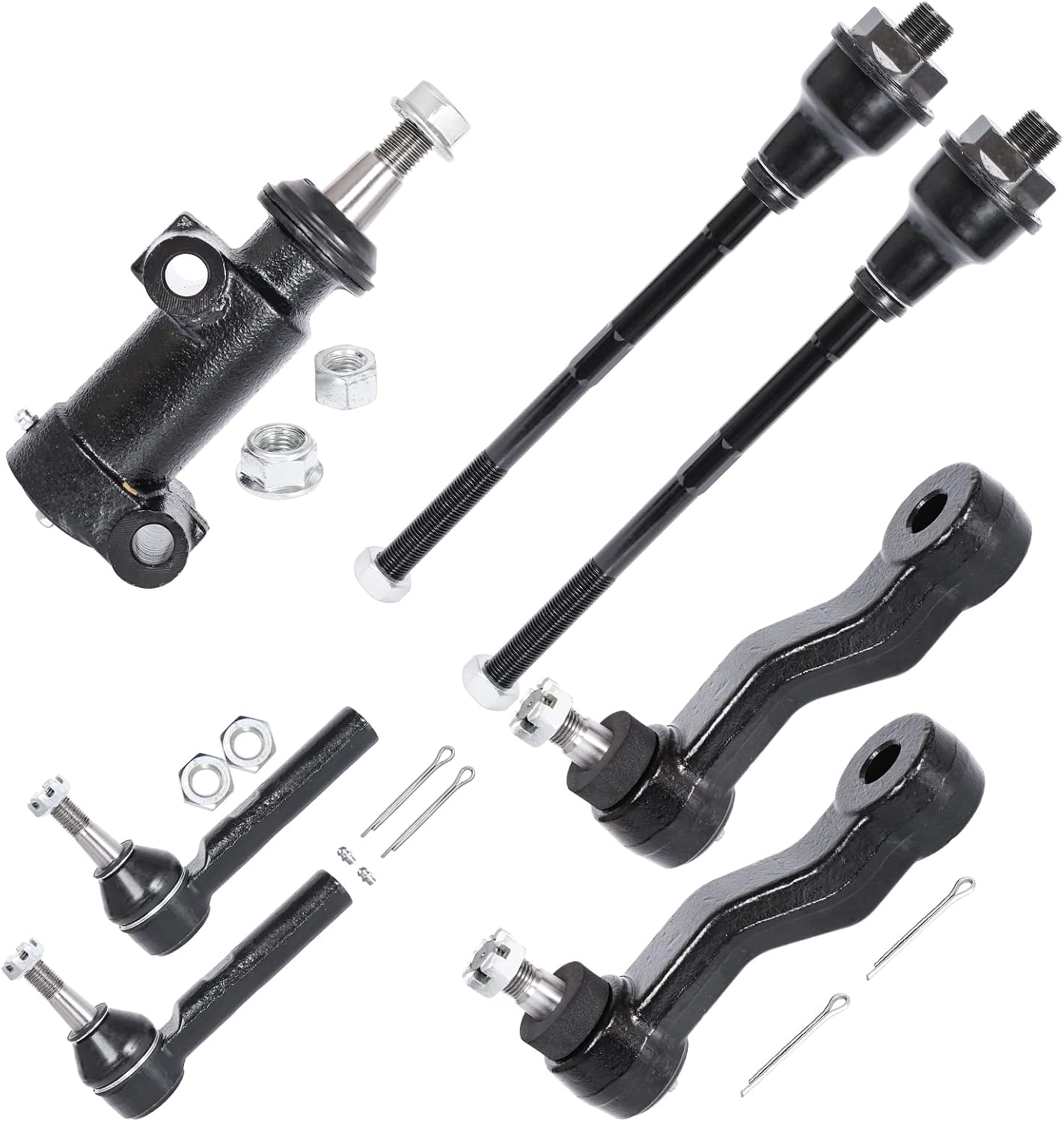LCWRGS 7pcs Front Tie Rods Ends Pitman Arms 4-Groove Idler Arm Compatible with 1999-1006 Chevy Silverado Tahoe Suburban Avalanche 1500 GMC Sierra Yukon Cadillac Escalade