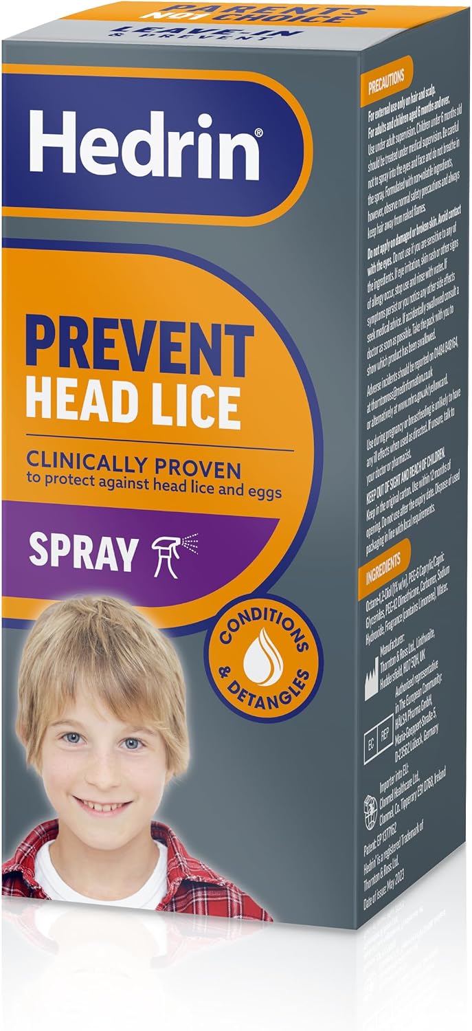 Hedrin Prevent Headlice 200ml Spray - Nit Protection Treatment, Detangles and Conditions, Clincally Tested Convenient Leave in Spray