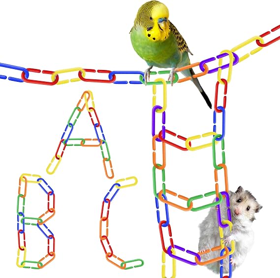 SunGrow Rainbow C-Clips Plastic Chain Links, Bird Swing & Climbing Chain Cage Toy Clips & Hooks, DIY Kids Learning Toys for Classroom, Suitable for Sugar Glider, Rat, Parrot, Bird