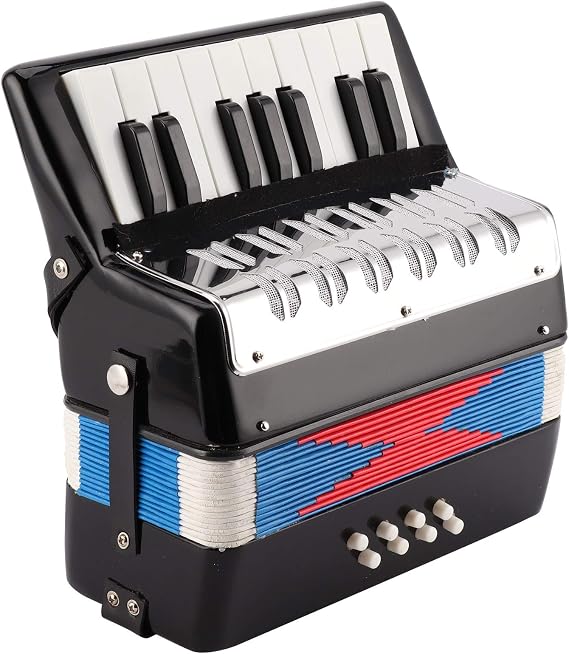 Entry Level Piano Accordion 17 Key 8 Bass with Adjustable Shoulder Strap Piano Accordion Instruments for Adult Beginners