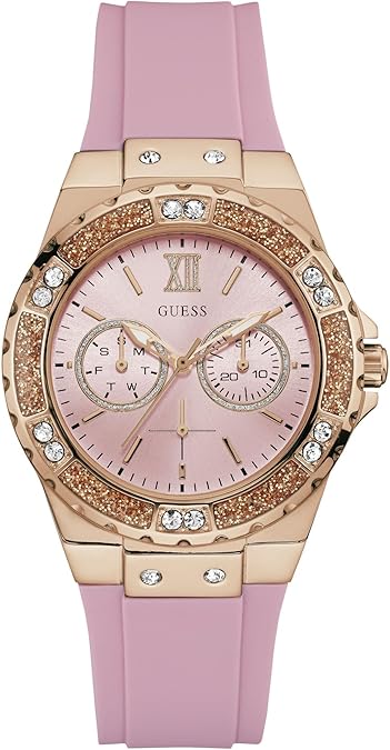 Guess Women's Stainless Steel + Stain Resistant Silicone Watch