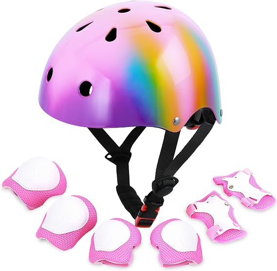 Kids Bike Helmet with Knee Elbow Pads Set for Toddler and Big Kids